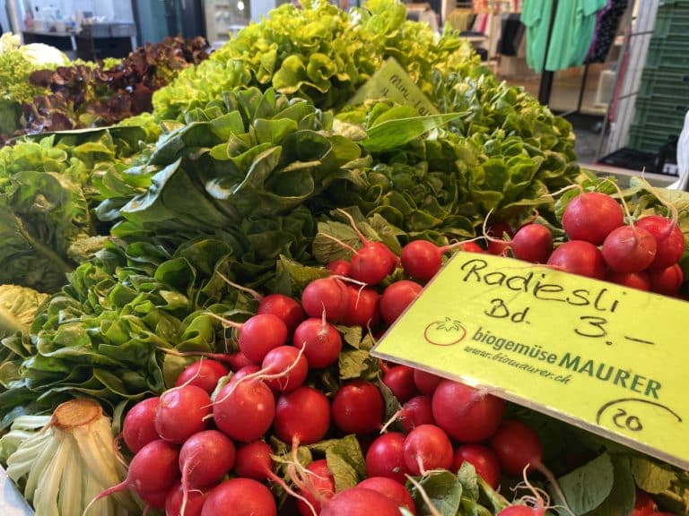 am Marktstand von biogemüse Maurer